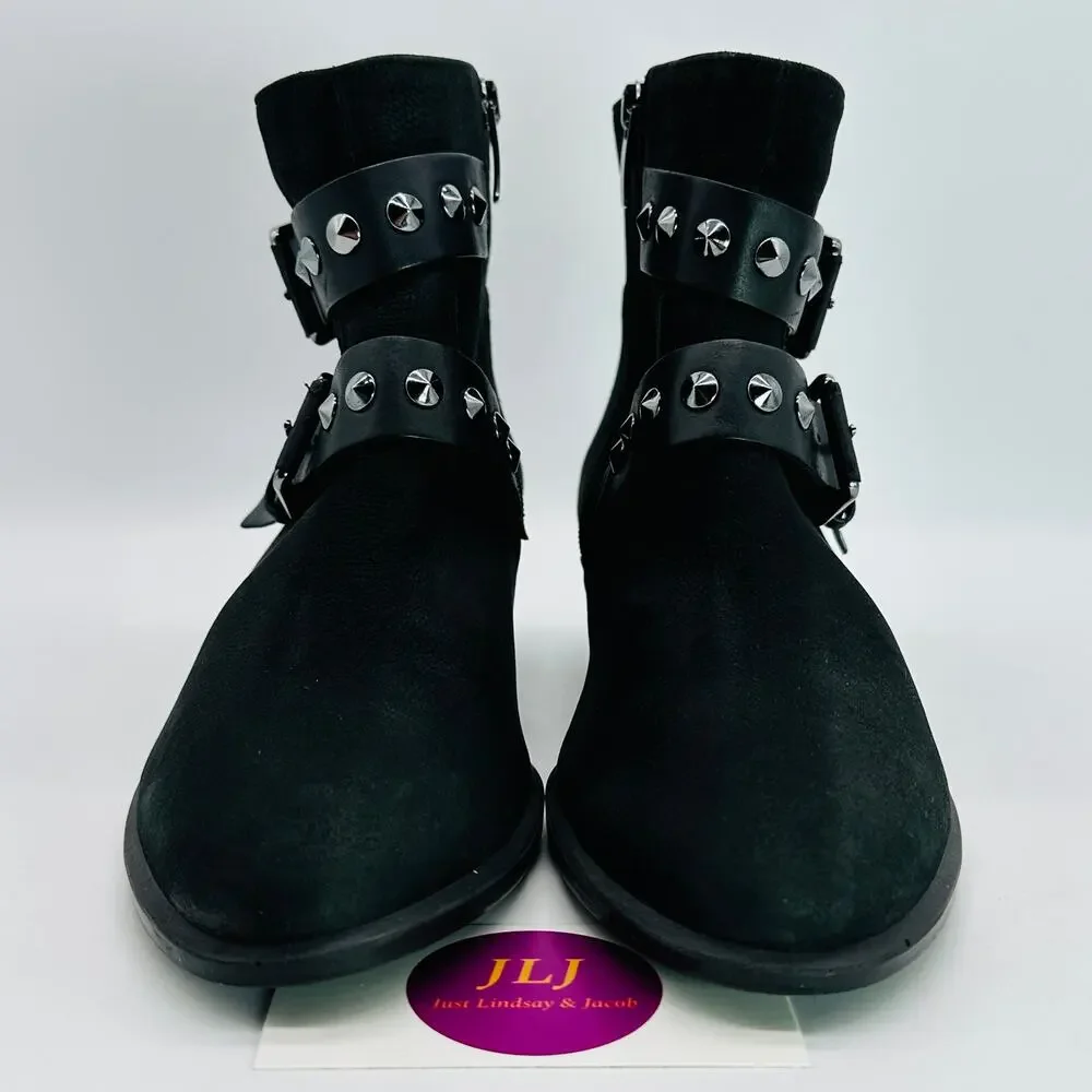 ECCO Women's Black Nubuck Studded Harness Ankle Boots Size 39 EU/ 8-8.5 US